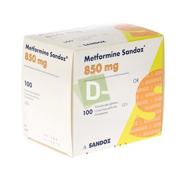 Metformine Sandoz 850 mg x 100 Comprimés pelliculés ... Metformine Sandoz 850 mg x 100 Comprimés pelliculés ...