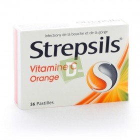 Strepsils Orange + Vitamine C x 36 Pastilles à sucer : Combat l'infection dans la gorge