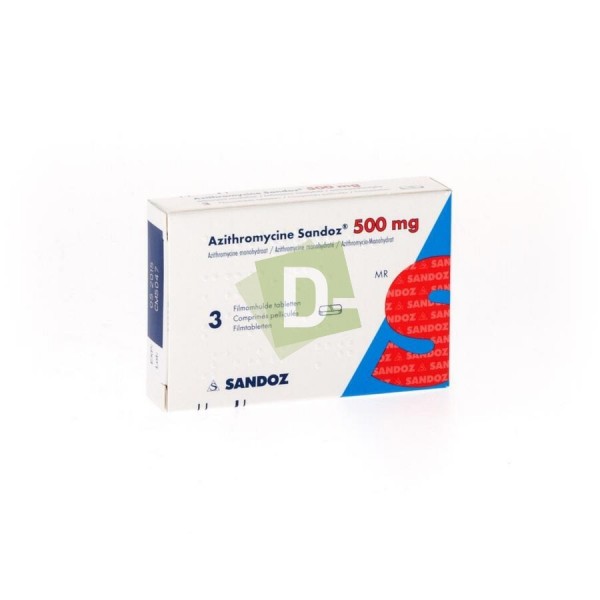 Azithromycine Sandoz 500 mg x 3 Comprimés : Traite les infections des voies respiratoires
