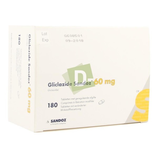 Gliclazide Sandoz 60 mg x 180 Comprimés