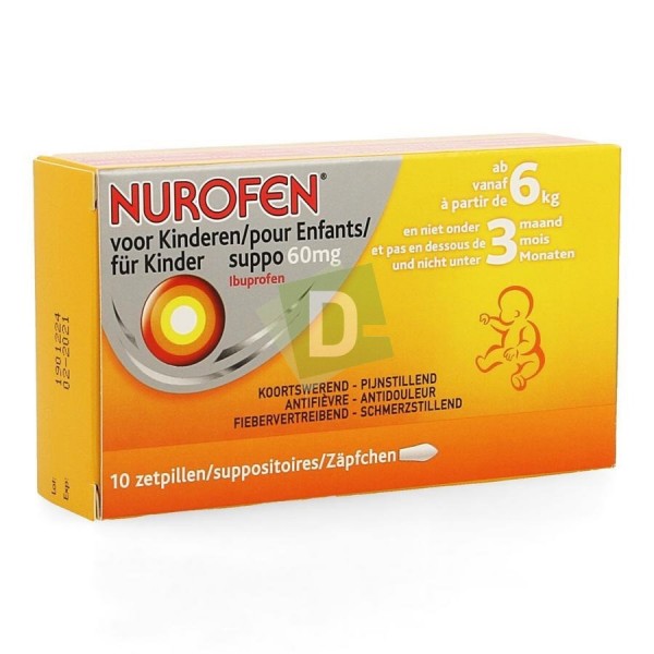 Nurofen Ibuprofene Bebes Enfants 60 Mg X 10 Suppositoires Produits Importes Kinshasa