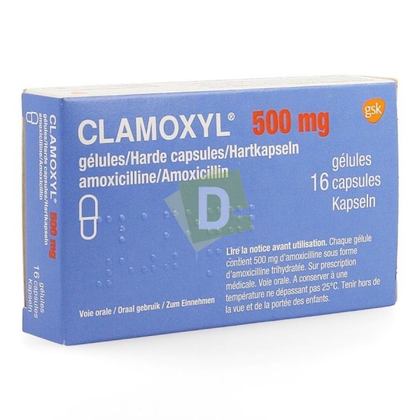 Clamoxyl Amoxicilline 500 Mg X 16 Gelules Medicament Importe Kinshasa