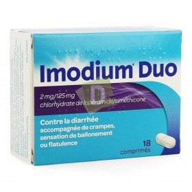 Imodium Duo x 18 Comprimés : Contre la diarrhée accompagnée de crampes, ballonnement et flatulence
